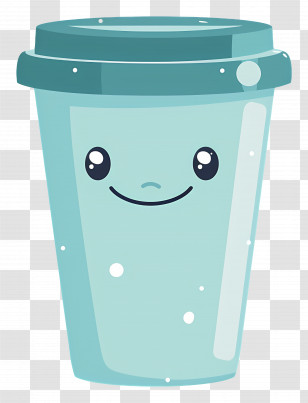 Coffee Kawaii - Cute Smiling Blue Cartoon Cup Illustration Transparent PNG