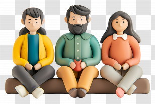 People Sitting - Clay Figurines Sitting Together Transparent PNG