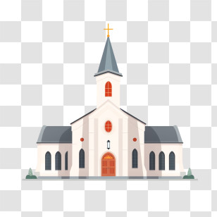Church - White Church Building With A Cross Transparent PNG