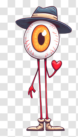 Cute Cartoon Eye Ball - Eyeball With Hat Transparent PNG