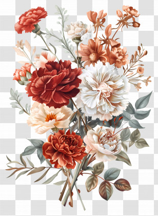 Vintage Flowers - Arrangement Of Colorful Flowers With Botanical Details Transparent PNG