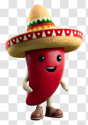 Pepper Mexican Hat - Happy Chili With Sombrero Transparent PNG