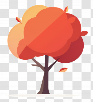 Tree - Beautiful Autumn Tree With Red Leaves Transparent PNG