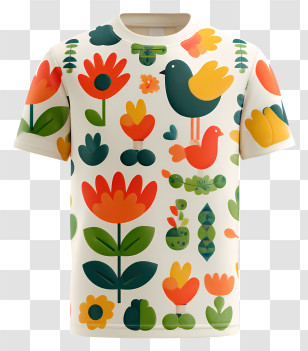 Summer Tshirt - Floral Patterned T-shirt Transparent PNG