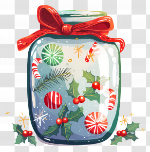 Christmas Candy Jar - Christmas Jar With Candies And Decorations Transparent PNG