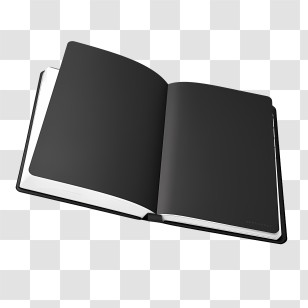 Book Cover Mockup - Open Black Notebook Illustration Transparent PNG