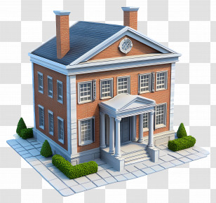 Georgian House - Classic Brick Building Design Transparent PNG