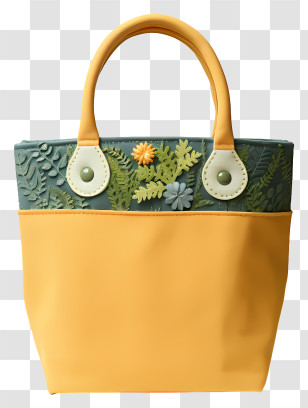 Eco Friendly Fabric Tote Bag - Yellow And Green Floral Tote Bag Transparent PNG