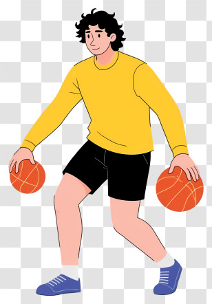 Man Playing Basketball - Basketball Player In Yellow And Black Outfit Transparent PNG