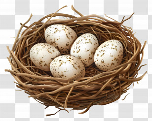 Bird Eggs - White And Speckled Eggs In A Natural Nest Transparent PNG