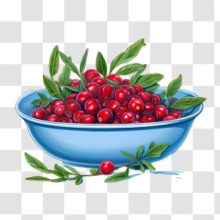 Red Cranberries Bowl
 - Fresh Cranberries In A Blue Bowl Transparent PNG