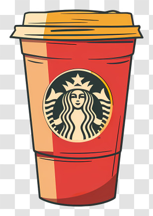Starbucks Coffee Cup - Illustrated Coffee Cup With Branding Logo Transparent PNG