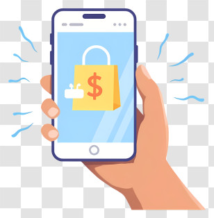Hand Holding Phone Shopping - Mobile Shopping App Icon On Phone Transparent PNG