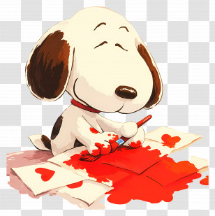 Snoopy Love - Cute Cartoon Dog Painting Hearts Transparent PNG