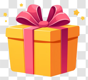 Gift Box - Yellow Gift Box With Pink Ribbon Bow Transparent PNG