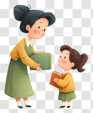 Teacher Giving Book To Student - Woman And Child With Books In Educational Setting Transparent PNG
