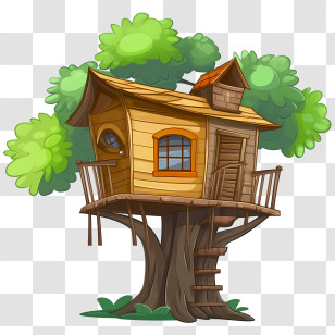 Tree House - Cartoon Treehouse With Yellow Roof Transparent PNG