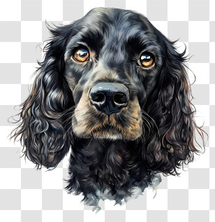 Cocker Spaniel - Black Dog Portrait Transparent PNG