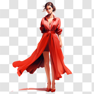 National Wear Red Day - Elegant Woman In Red Dress Transparent PNG