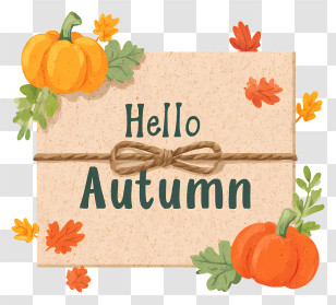 Hello Autumn - Hello Autumn Pumpkin Card Transparent PNG
