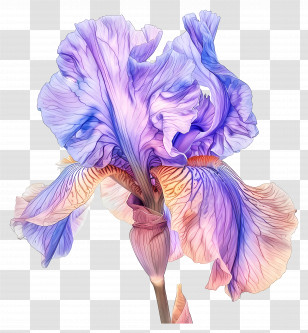 Iris Flower - Beautiful Purple Iris Flower Illustration Transparent PNG