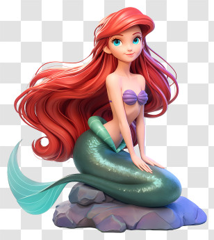 Ariel Mermaid Princess 3d - Mermaid Sitting On Rock Transparent PNG