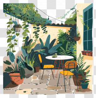 Backyard - Charming Garden Patio With Seating Transparent PNG