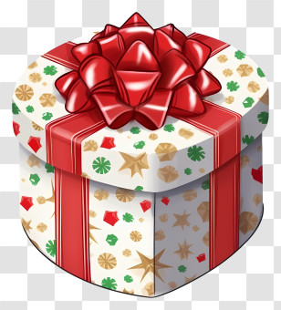 Christmas Gift - Illustration Of A Boxed Gift With A Red Bow Transparent PNG