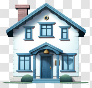House With Blue Shutters - Small Cute Doodle House Representation Transparent PNG