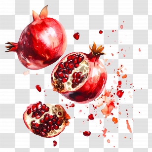 Pomegranate Watercolor - Juicy Pomegranate Illustration Transparent PNG