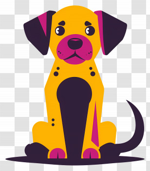 Cartoon Dog - Minimalistic Yellow Cartoon Dog Illustration Transparent PNG
