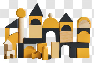 Building Blocks - Yellow And Black Wooden Blocks For Building Transparent PNG