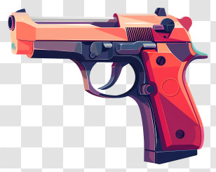 Pistol Gun - Colorful Illustrated Pistol Design Transparent PNG