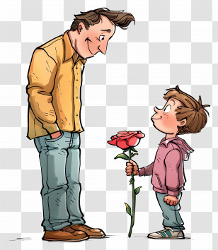 Brotherâ€™s Day - Father And Child With Flower Transparent PNG