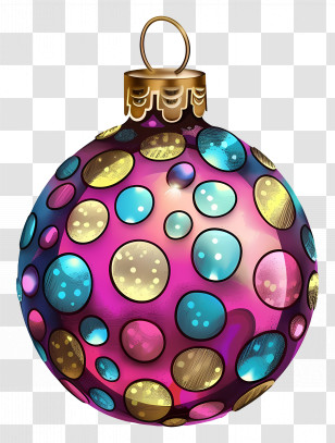 Polka Dot Ball Ornaments - Bright And Colorful Christmas Ornament Illustration Transparent PNG