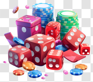 Casino - Colorful Casino Chips And Dice Transparent PNG