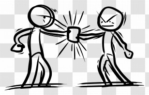 Stick Figure Fighting - Stick Figures Fighting Over An Object Transparent PNG