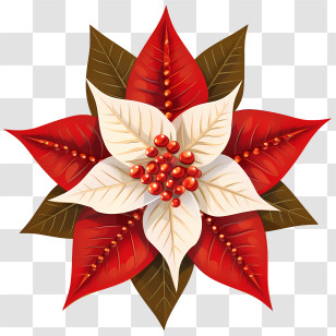 Poinsettia - Red And White Poinsettia Flower Arrangement Transparent PNG
