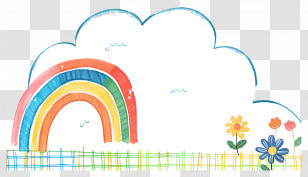 Cute Frame - Rainbow And Cloud With Flowers Transparent PNG