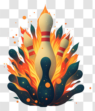 Bowling Pin Explosion - Flaming Bowling Pins Emblem Transparent PNG