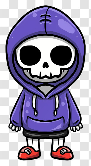 Cartoon - Cartoon Skeleton Wearing A Purple Hoodie Transparent PNG