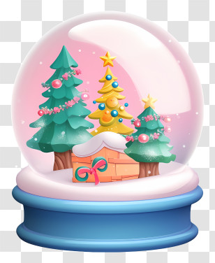 Christmas Tree - Christmas Snow Globe With Trees And Gift Transparent PNG