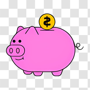 Icon - Pink Piggy Bank With Coin Slot Transparent PNG