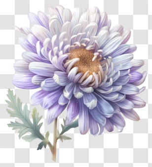 Realistic Elegant Aster Flower - Purple Chrysanthemum Flower Illustration Transparent PNG