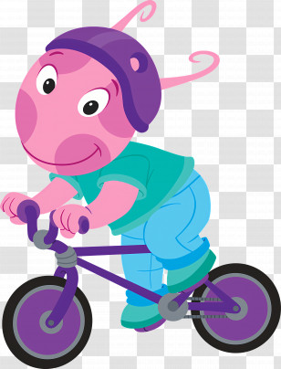 Backyardigans - Active Pink Cartoon Character Riding A Bicycle Transparent PNG