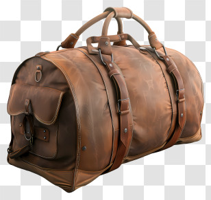 Duffel Bag - Brown Leather Duffle Bag Transparent PNG