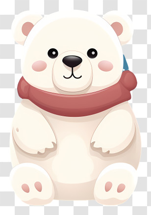 White Bear - Cute White Bear With Scarf Transparent PNG