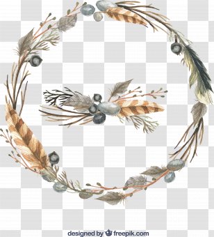 Wedding Invitation Wreath Watercolor Painting Feather Flower - Christmas Transparent PNG