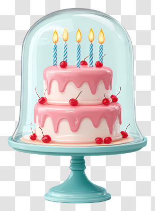 Birthday Cake - Pink Birthday Cake With Candles Transparent PNG
