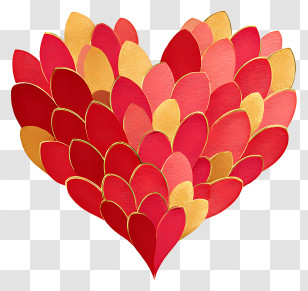 Valentine’s Day Poster - Red And Gold Petal Heart Transparent PNG
